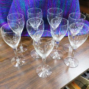 Atomic Starburst Crystal Wine Glasses - Set of 9 -- Stunning!